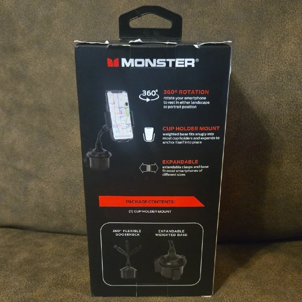 Universal Black Cup Holder Gooseneck Phone Mount
